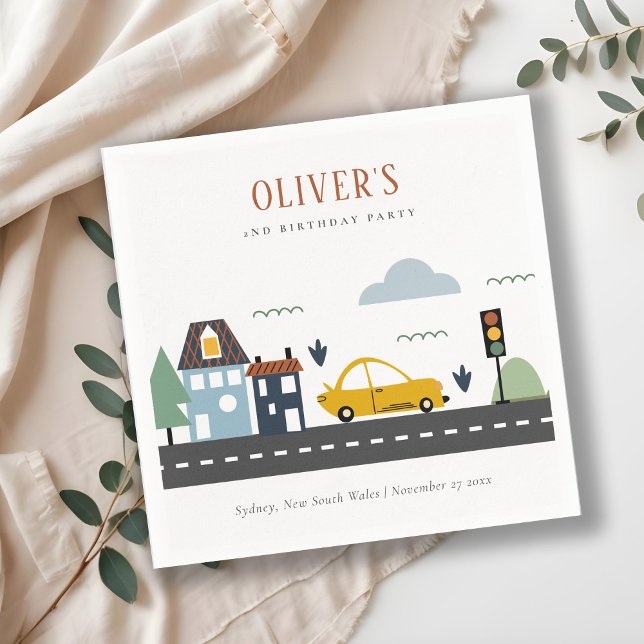 Guardanapo De Papel Crianças Cutas Caminhões De Automóveis Urbanos Qua (Criador carregado)