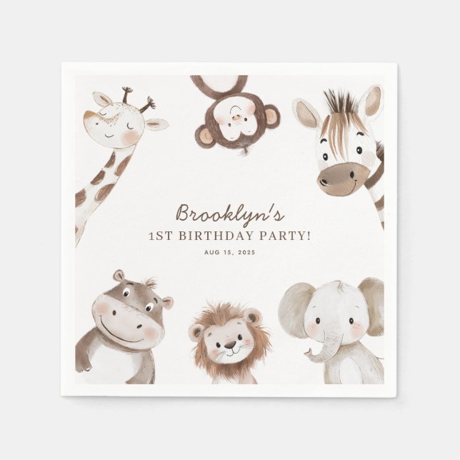 Guardanapo De Papel Crianças da Festa de aniversário Selvagem Safari N (Frente)