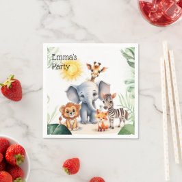 Guardanapo De Papel Crianças da selva festejam safari animais bonitos