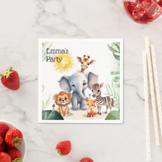 Guardanapo De Papel Crianças da selva festejam safari animais bonitos