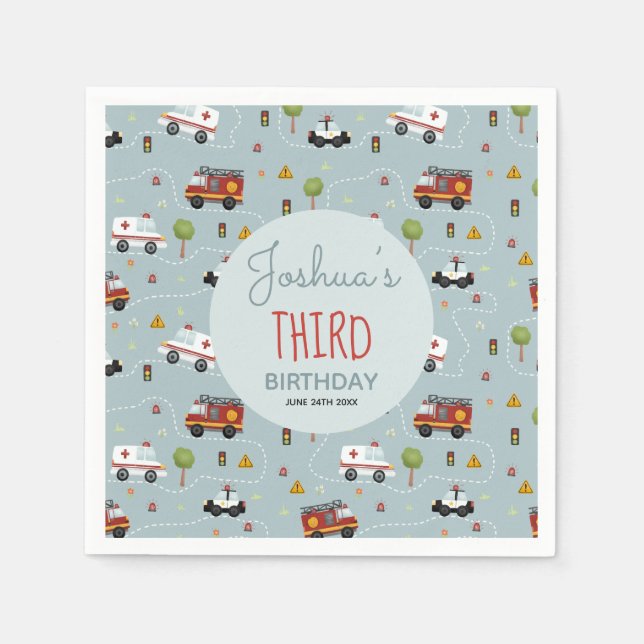 Guardanapo De Papel Crianças de Aniversário com Padrão de Transporte A (Frente)