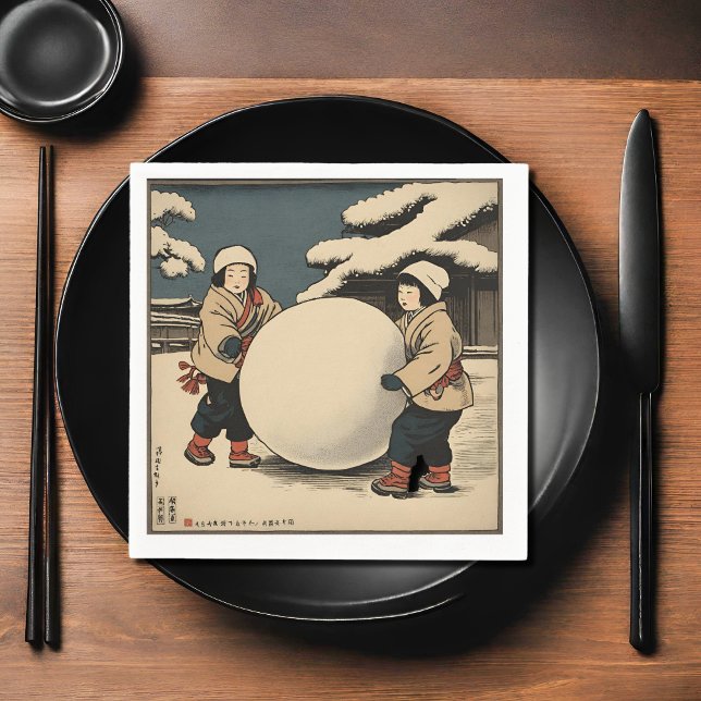 Guardanapo De Papel Crianças do Japão rolando grande bola de neve (Criador carregado)