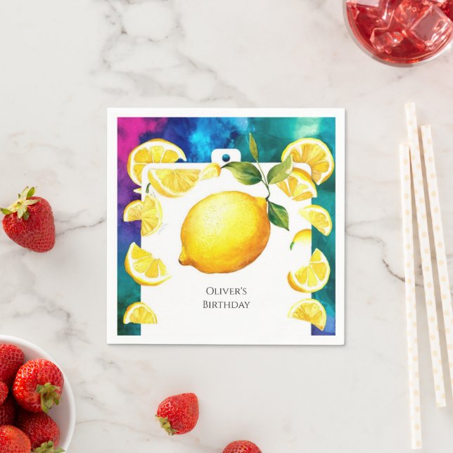 Guardanapo De Papel Crianças Editáveis Lemon Birthday (Insitu)