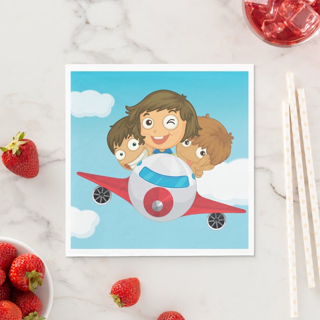 Guardanapo De Papel Crianças Em Um Avião (Criador carregado)