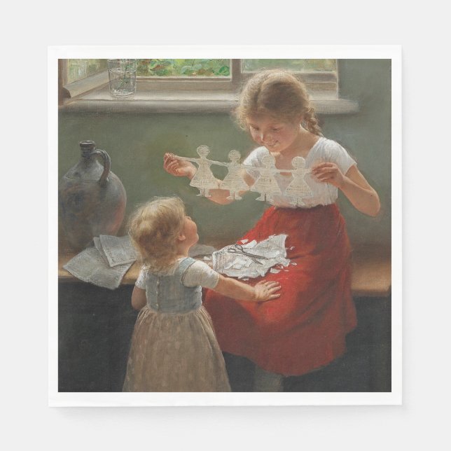 Guardanapo De Papel Crianças Fazeres Silhuettes (Crianças Cutes Brinca (Frente)