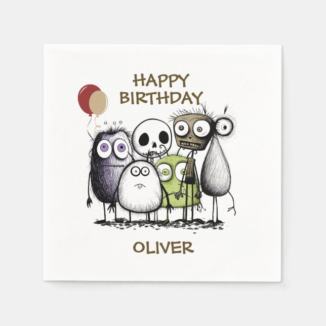 Guardanapo De Papel Crianças Monstro Aniversário (Frente)