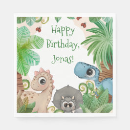 Guardanapo De Papel Crianças Personalizadas - Aniversário do Dinossaur