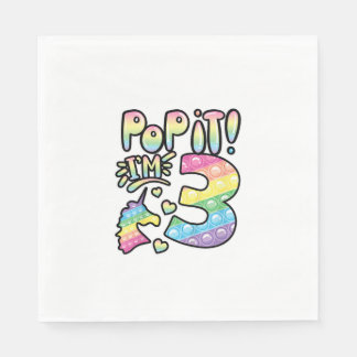 Guardanapo De Papel Crianças Pop It 3º Aniversário Meninas 3 Anos de I
