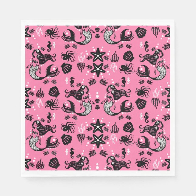 Guardanapo De Papel Crianças Sereia Rosa (Frente)