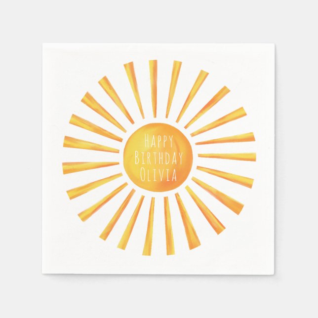 Guardanapo De Papel Crianças Sunshine Feliz Aniversário (Frente)