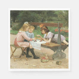 Guardanapo De Papel Crianças tendo chá à tarde no parque