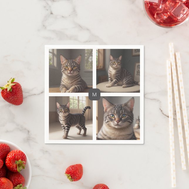 Guardanapo De Papel Crie os monogramas de colagem de fotos da sua famí (Insitu)