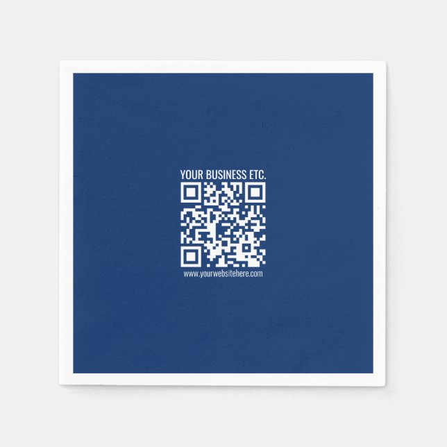 Guardanapo De Papel Crie seu próprio código QR | Azul (Frente)