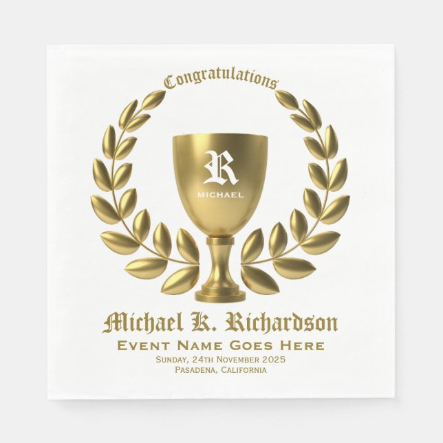 Guardanapo De Papel Crie seu próprio Ouro, Laurel Wreath Monograma (Frente)