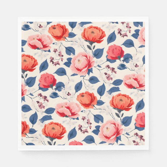 Guardanapo De Papel Crimson e Coral Flower (Frente)