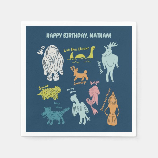 Guardanapo De Papel Criptids Criptozoológicos Monstros de Cartoons Per (Frente)