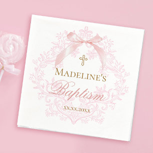 Guardanapo De Papel crista cor-de-água rosa Batismo