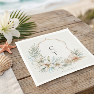 Guardanapo De Papel Crista de Casamento Tropical Boho Beach