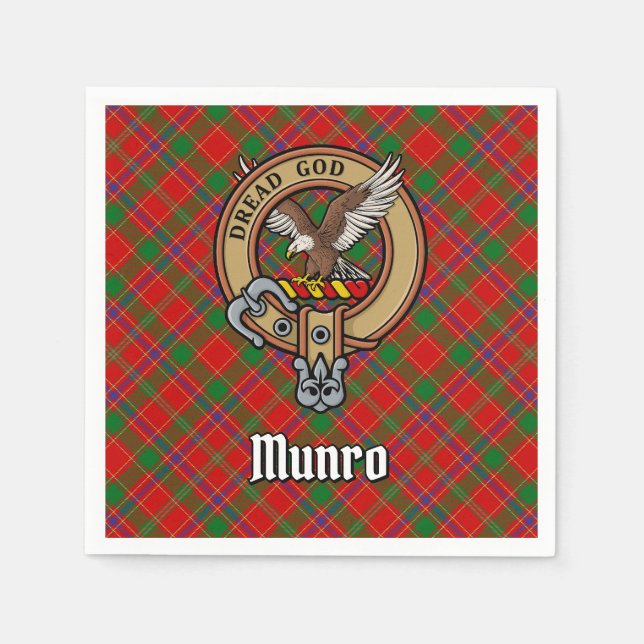 Guardanapo De Papel Crista do Clã Munro sobre Tartan (Frente)