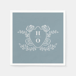 Guardanapo De Papel Crista Floral Monograma Casamento Vintage