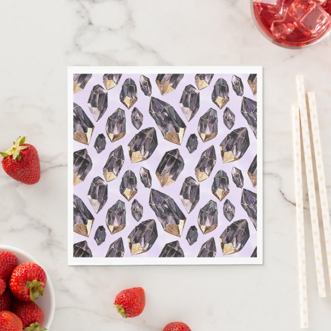 Guardanapo De Papel Cristais de Ouro Roxo de Aniversário (Insitu)