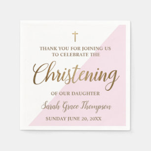 Guardanapo De Papel Cristening personalizado cor-de-rosa-rosa