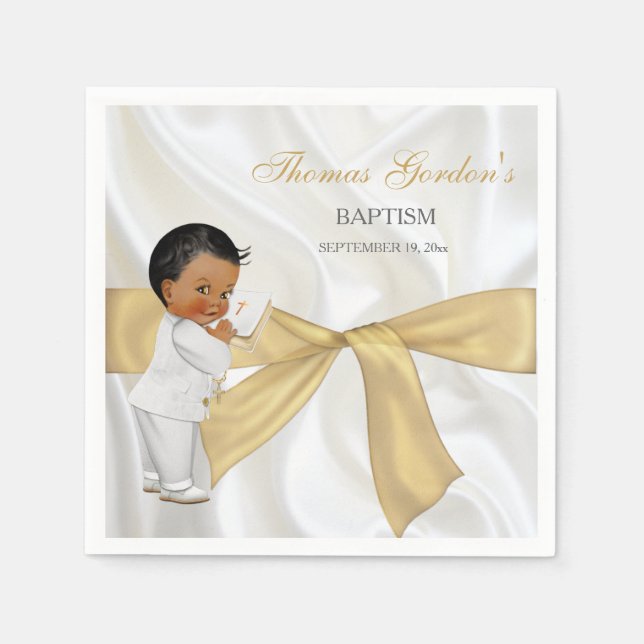 Guardanapo De Papel Cristo Africano Americano Baptism Christening (Frente)