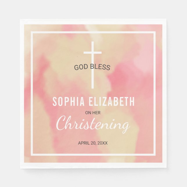 Guardanapo De Papel Cristo de Aquarela Rosa Religioso (Frente)