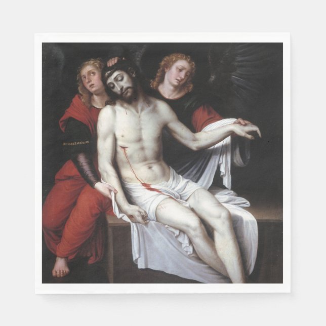 Guardanapo De Papel Cristo do morto suportado por dois anjos (Ribalta) (Frente)