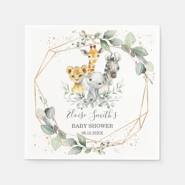 Guardanapo De Papel Cristo Greenerescente Selvagem Chá de fraldas Aniv (Frente)