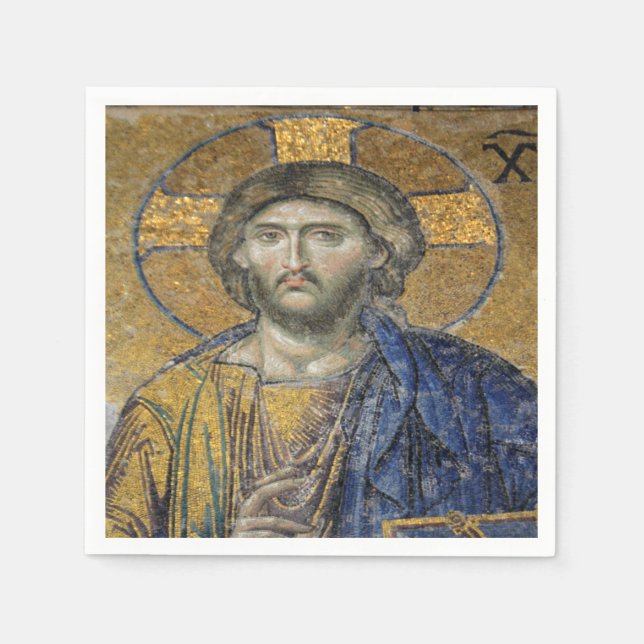 Guardanapo De Papel Cristo Pantocrator Islâmico Icônico Religioso Roma (Frente)