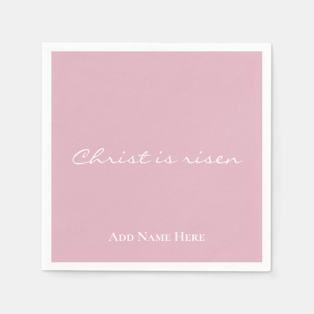 Guardanapo De Papel Cristo risen | Páscoa Cristã Rosa Personalizada (Frente)