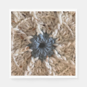 Guardanapo De Papel Crochet do partido Beige Blue Yarn Photo Knitts