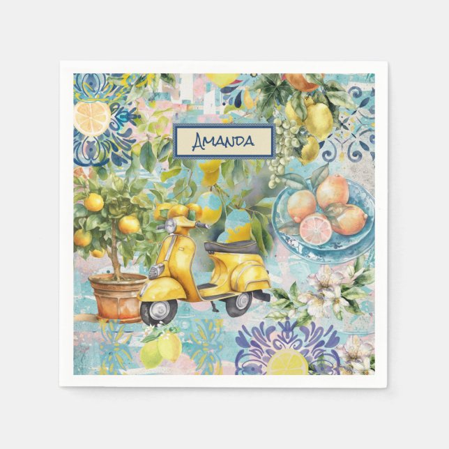 Guardanapo De Papel Crocodilo de colagem de citrinos sicilianos de cor (Frente)