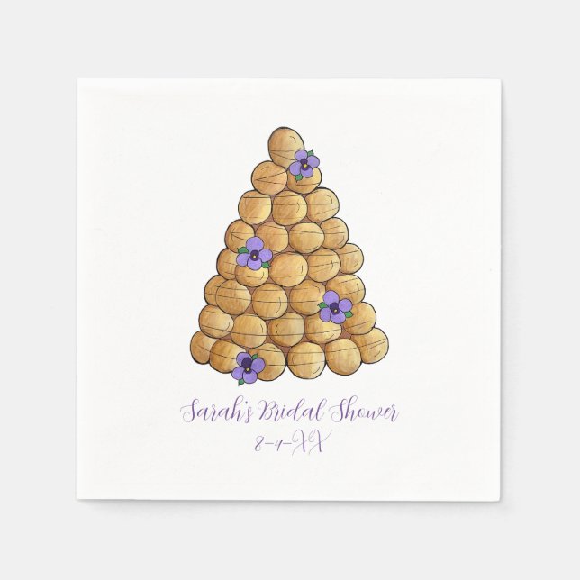 Guardanapo De Papel Croquembouche Choux Bun Cream Puff Bolo Casado (Frente)