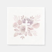 Crucifixo Floral de Aquarela Roxo Malva