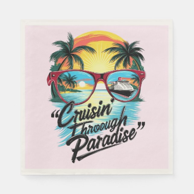 Guardanapo De Papel Cruisin' Through Paradise: Vibes de Escape Tropica (Frente)
