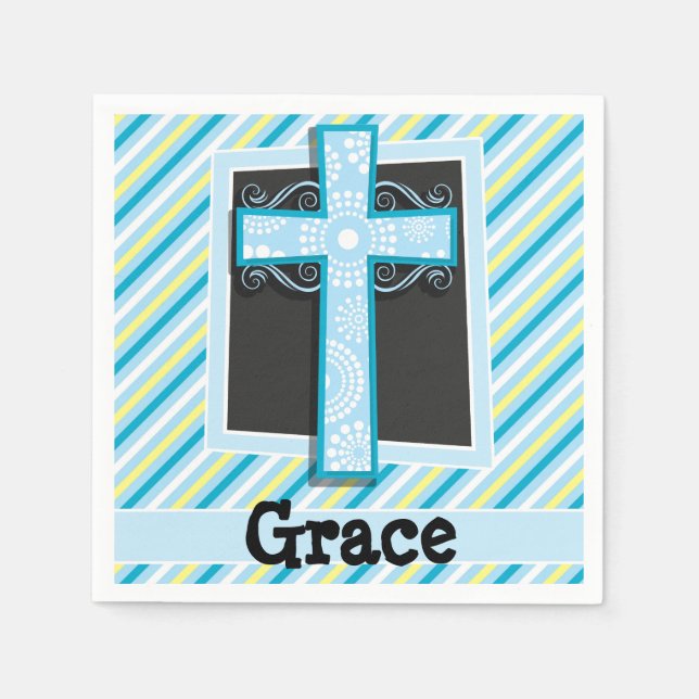 Guardanapo De Papel Cruz Azul, Bandas Azuis e Amarelas (Frente)