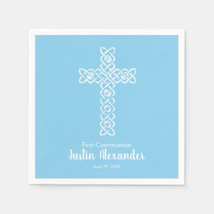 Guardanapo De Papel Cruz Bebê Blue Community Baptism Christening
