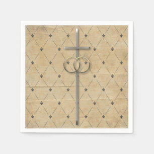 Guardanapo De Papel Cruz de Casamento Cristão e Anéis Napkins