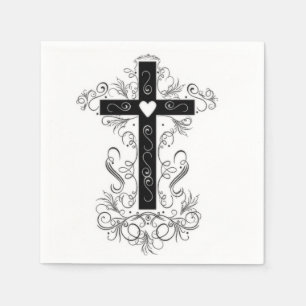 Guardanapo De Papel Cruz estilizada com floreios