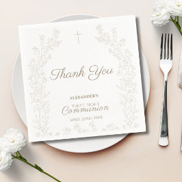Guardanapo De Papel Cruz Floral Obrigado Primeira Comunhão