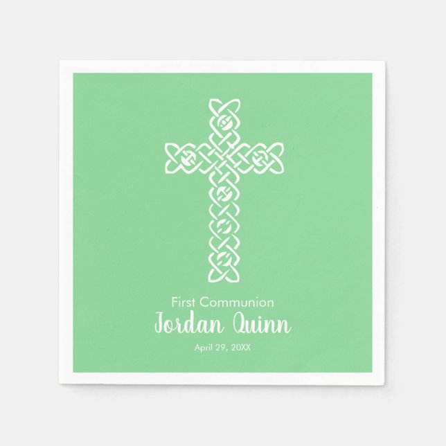 Guardanapo De Papel Cruzamento | Mint Green Community Baptism Christen (Frente)