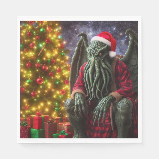 Guardanapo De Papel Cthulhu Feliz de natal de Creepmas Cthulhumas (Frente)