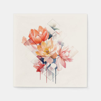 Guardanapo De Papel Cubes&Flowers: Personalized Wedding Napkins