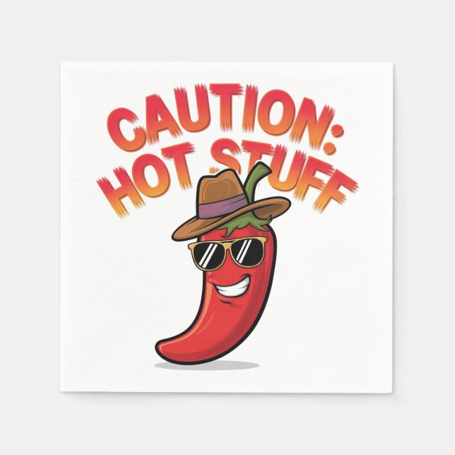 Guardanapo De Papel Cuidado: Design de Pimenta Quente - Diversão (Frente)
