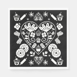 Guardanapo De Papel Cupcake Baking Folk Art