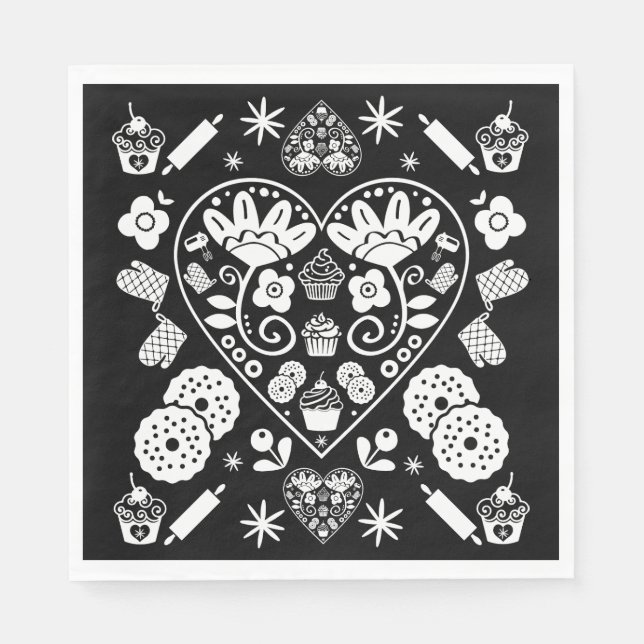 Guardanapo De Papel Cupcake Baking Folk Art (Frente)