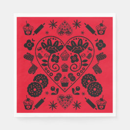 Guardanapo De Papel Cupcake Baking Folk Art