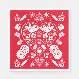 Guardanapo De Papel Cupcake Baking Folk Art